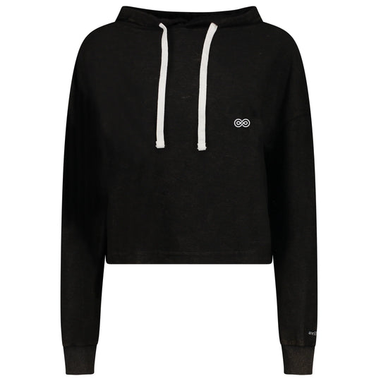 Crop Hoodie Sersana Holgada Negra Jaspeada Unisex