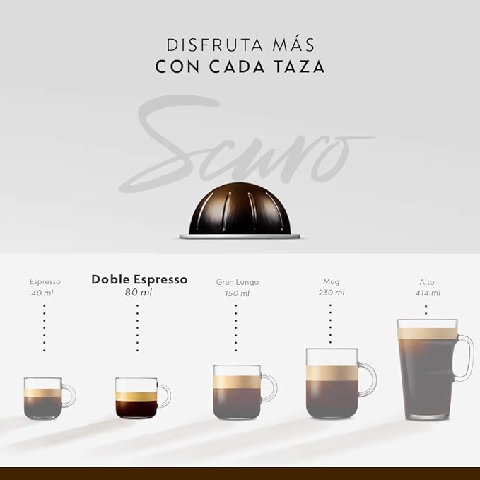 Nespresso, Café Double Espresso Scuro, Paquete de 30 cápsulas de Sistema Vertuo.