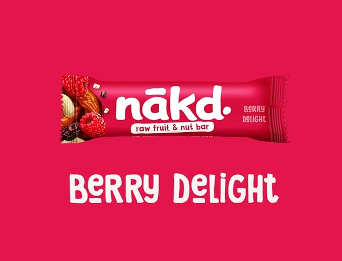 Nākd. Berry Delight - Barritas Raw de Fruta y Frutos Secos - Sin Azúcar Añadido - 4 x 35g - 140g