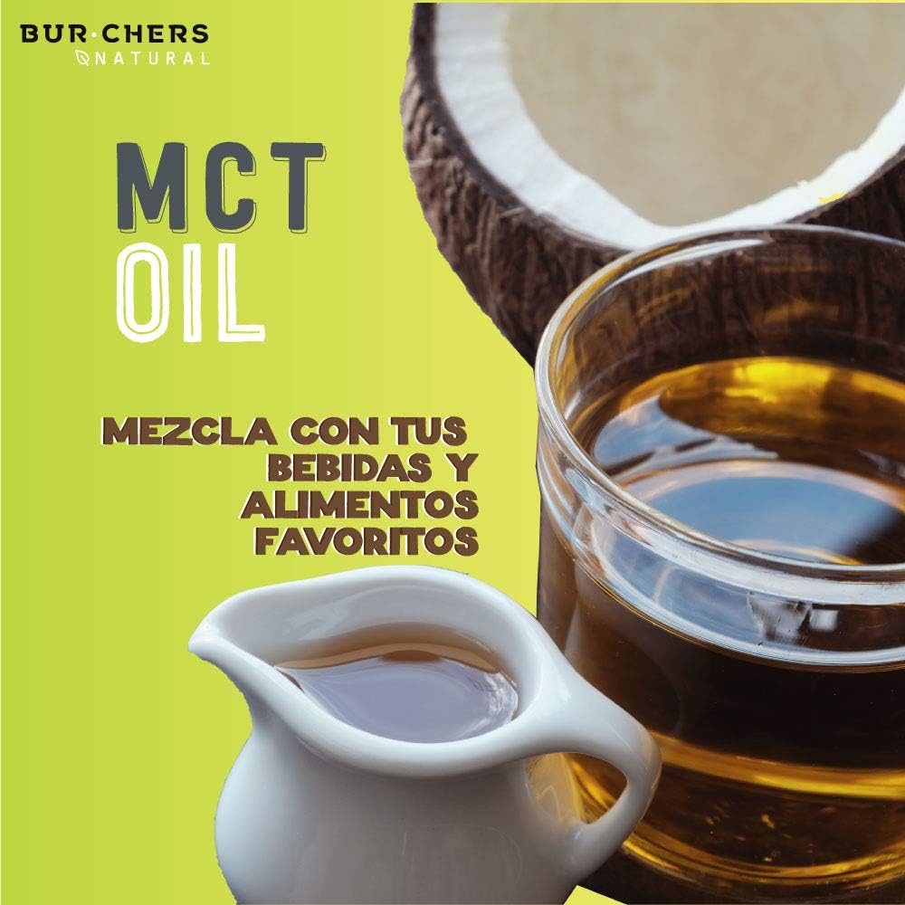 MCT Oil (C8+C10 95%) 490ml trigliceridos de cadena media / Paleo / Vegano / Keto / Burchers Natural