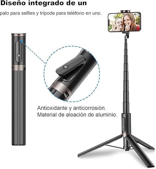 Trípode de Viaje Palo Selfie para Teléfono Celular - 152 cm