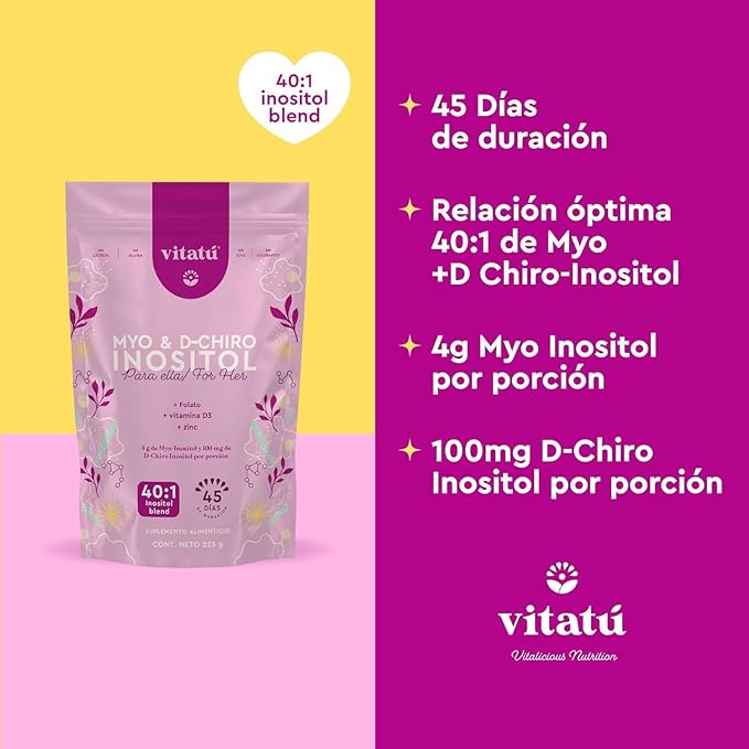 Vitatú Myo Inositol & D-Chiro Inositol para Mujeres - 225 g