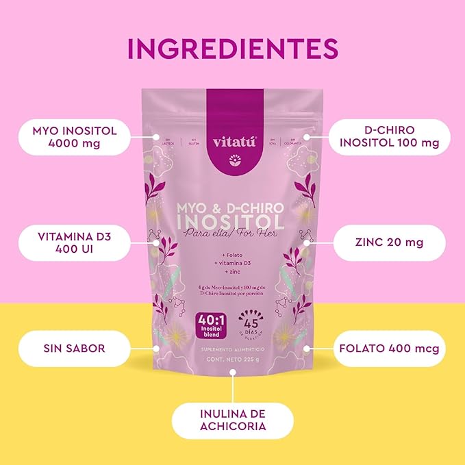 Vitatú Myo Inositol & D-Chiro Inositol para Mujeres - 225 g