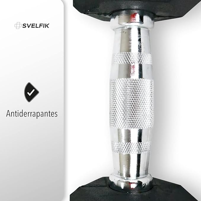 Svelfik Set de Pesas Mancuernas Hexagonales 10 Libras de Hierro Fundido con Recubrimiento de Caucho