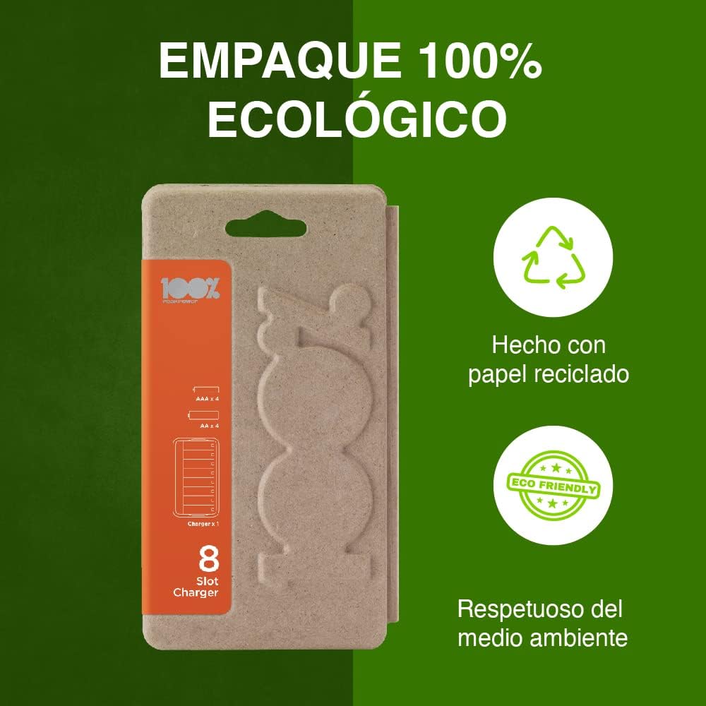 100%PeakPower Cargador Pilas Recargables AA y AAA