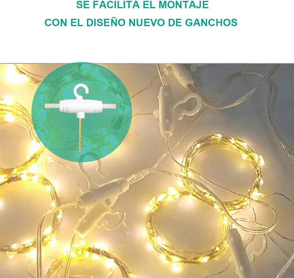 Cortina de Luz 3M*3M con 300Leds - 8 Modos de Luces con Control Remoto