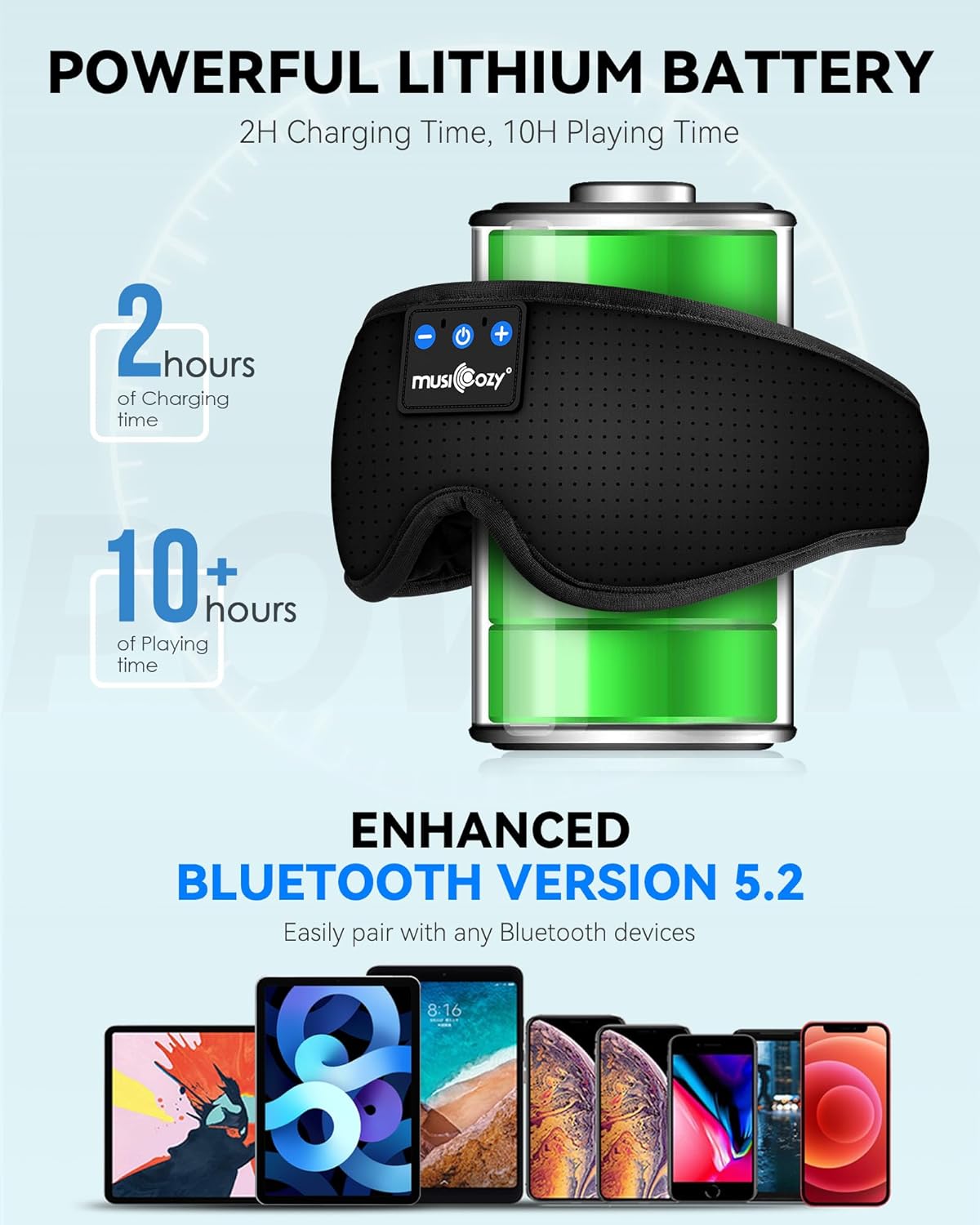 MUSICOZY - Auriculares 3D para dormir con diadema inalámbrica y Bluetooth