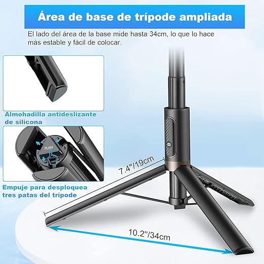 Trípode de Viaje Palo Selfie para Teléfono Celular - 152 cm