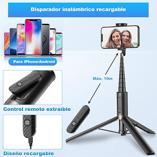Trípode de Viaje Palo Selfie para Teléfono Celular - 152 cm