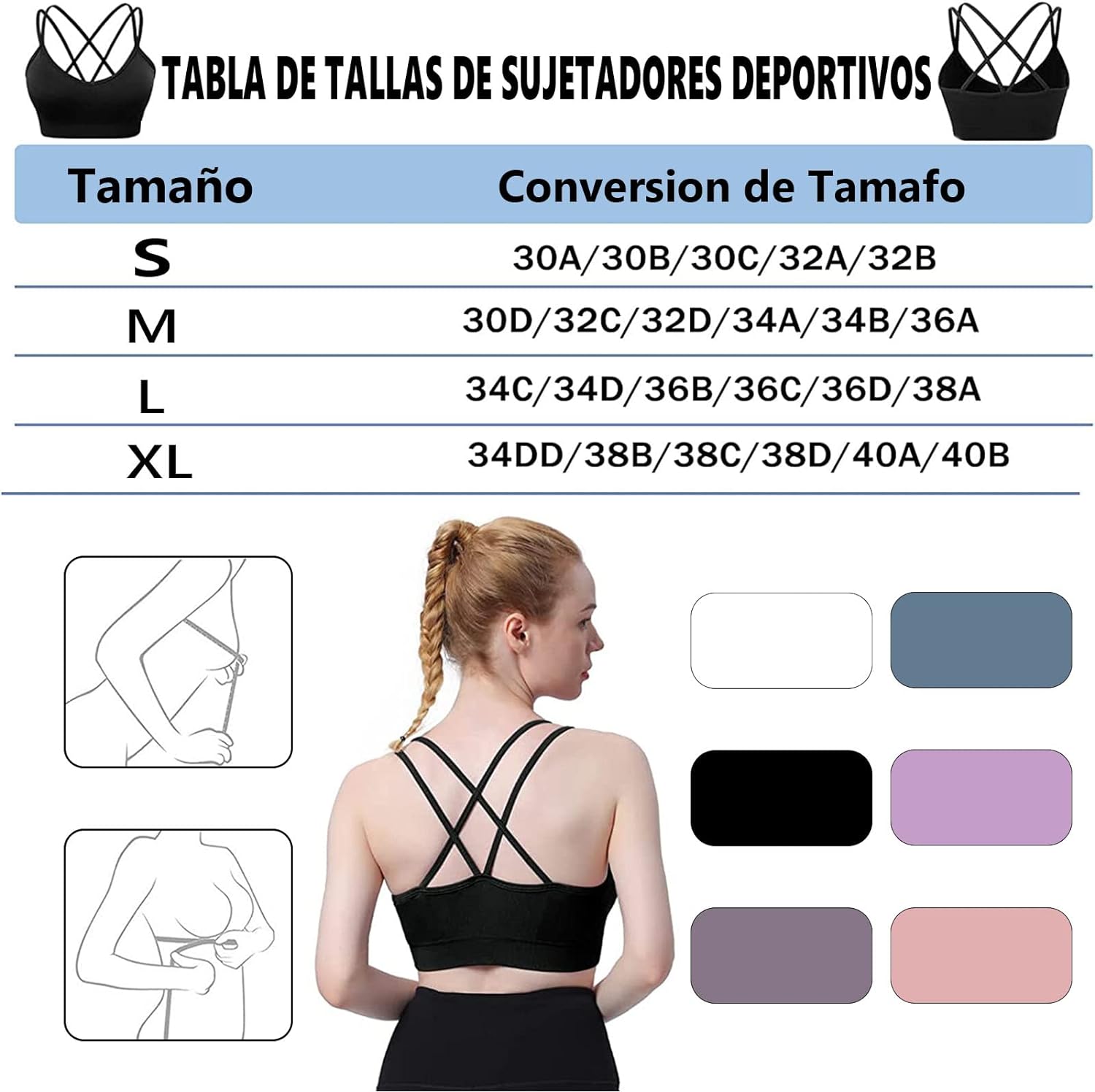 Brasieres Deportivos de Mujer, Sujetador Deportivo con Espalda Cruzado