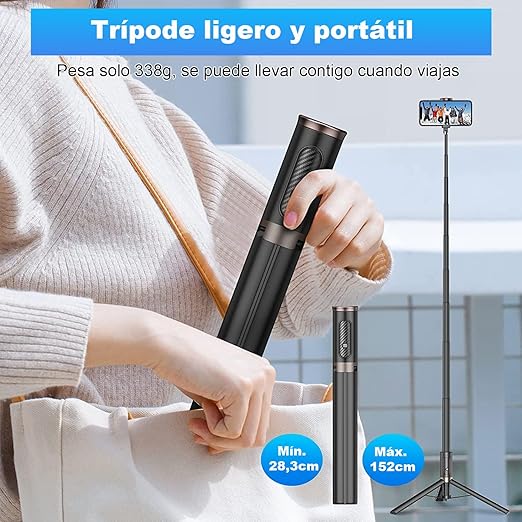 Trípode de Viaje Palo Selfie para Teléfono Celular - 152 cm