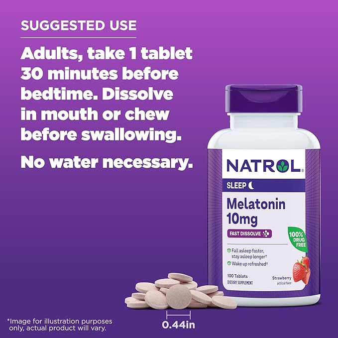 Natrol - Melatonin Fast Dissolve Tablets, Strawberry flavor, 10mg - 100 tab