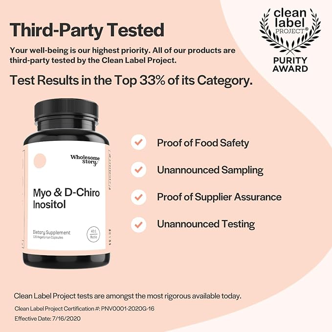 Wholesome Story Myo-inositol y D-Chiro mezcla de inositol - 120 caps