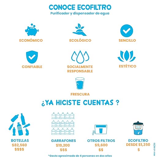 Ecofiltro Purificador de Agua y Dispensador Cerámica Mediano 8 Litros