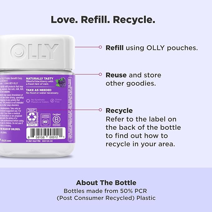 OLLY - Restful Sleep Gummy Supplements, Blackberry Zen - 50 gomitas