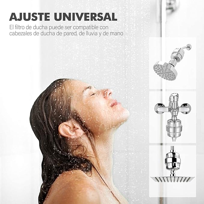 Filtro Regadera - Purificador de Agua para Eliminar Cloro/Impurezas y Olores Desagradables