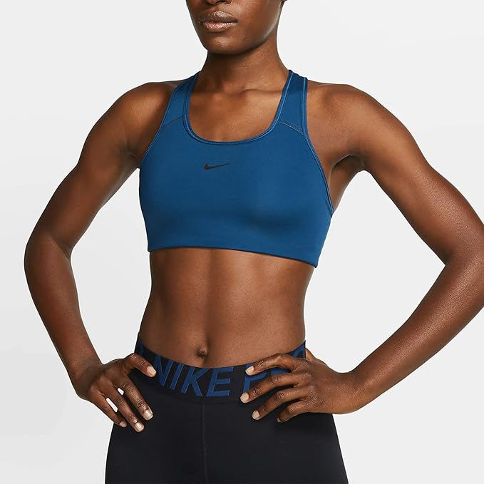 Nike Swoosh Bv3636-432 - Sujetador deportivo para mujer, Azul valeriano/Negro, XS