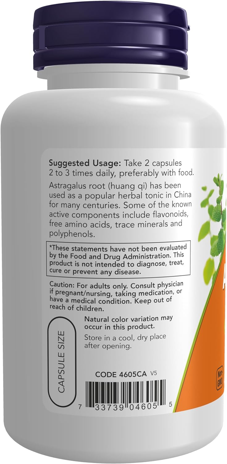 NOW Astragalus 500 mg, 100 Capsules