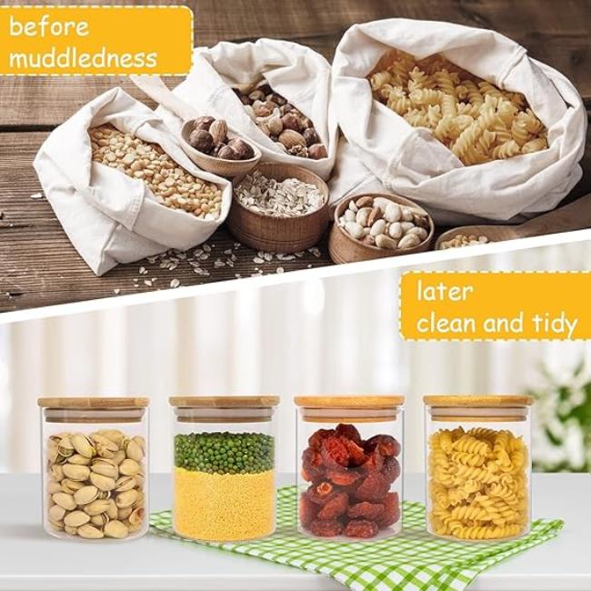VEKENSEE - Recipientes de Avena, 9 Pack Tarros de Vidrio con Tapa Hermética - 210ML