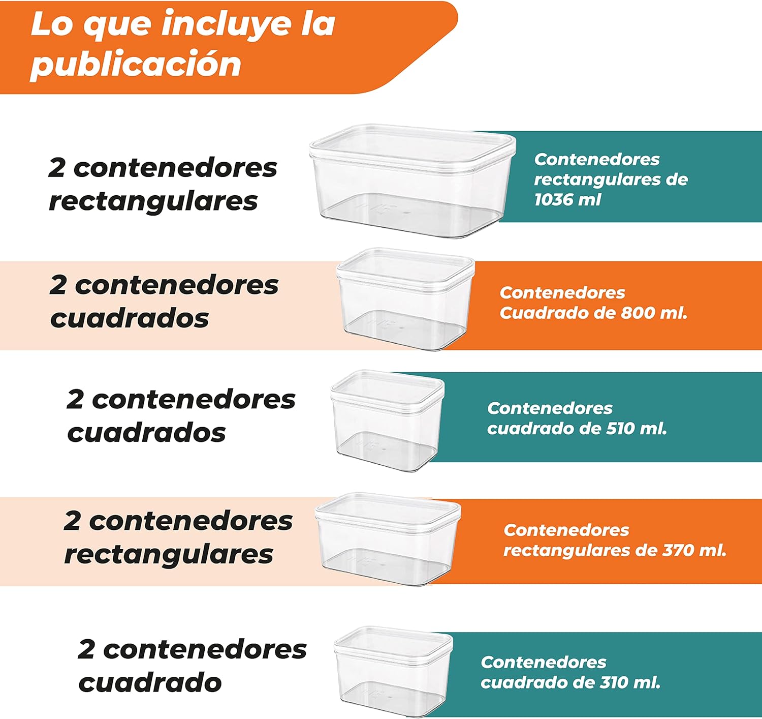 TANNY'S KITCHEN Juego de 10 recipientes Vidrio Herméticos
