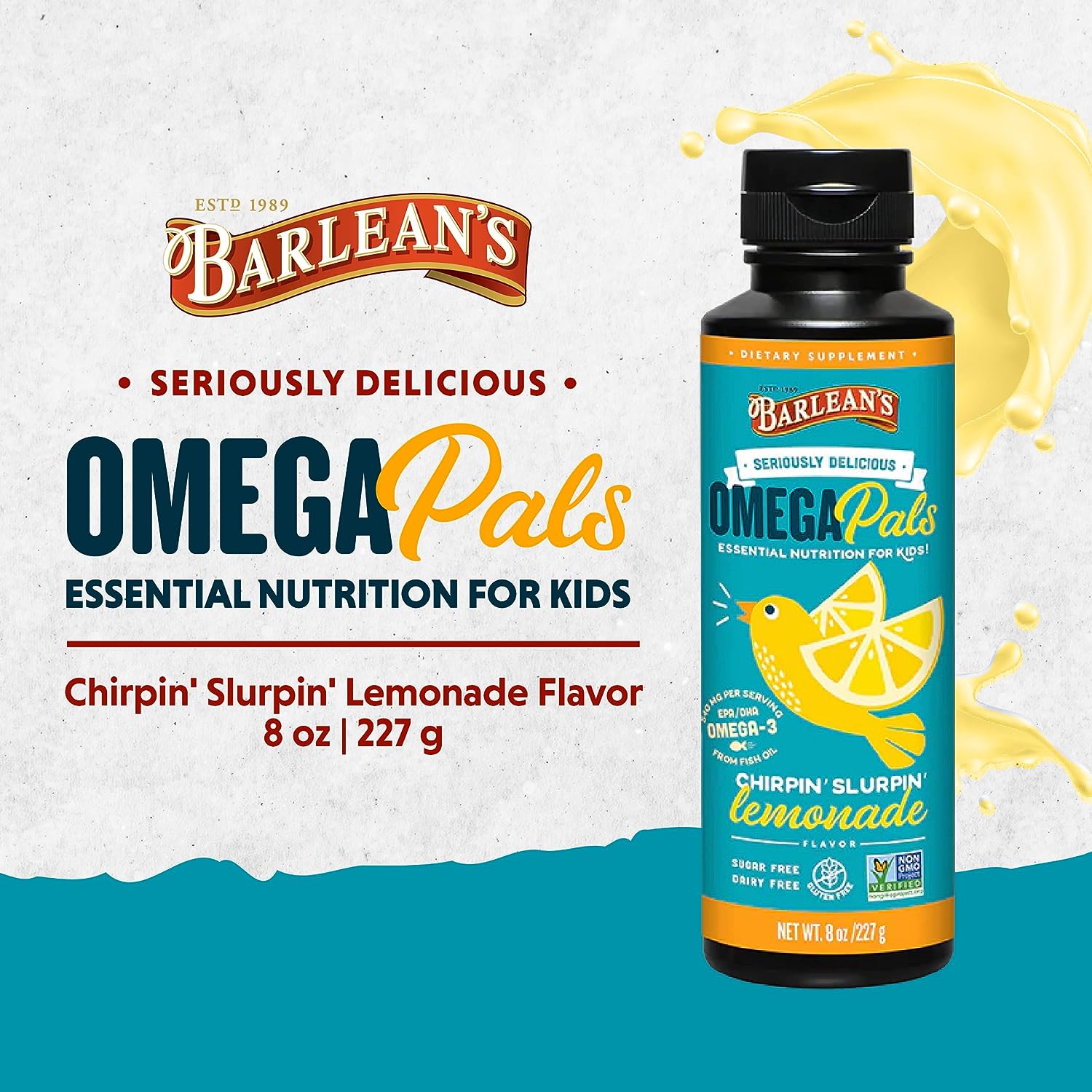 Barlean's - Kid's Omega Swirl Fish Oil, Lemonade Flavor - 227 g