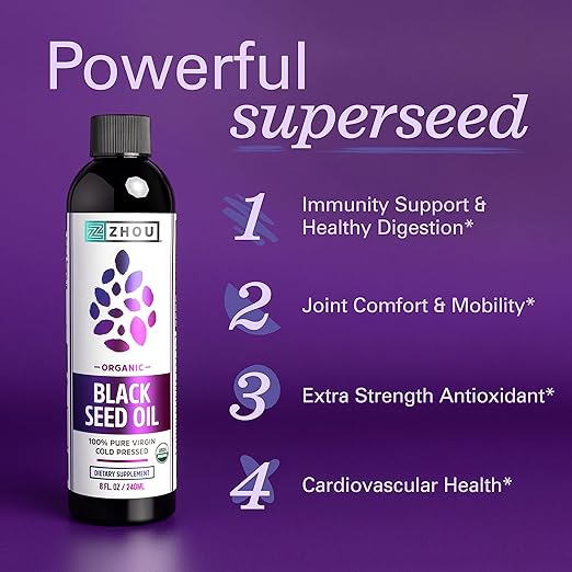 Certified Organic Black Seed Oil, 100% Virgin, Cold Pressed Omega 3-6-9