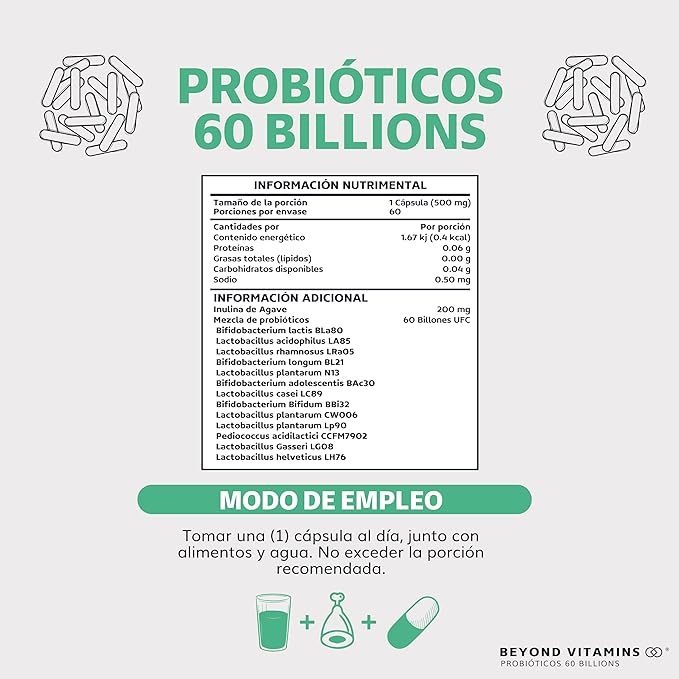Beyond Vitamins Probioticos 60 billons - 60 cápsulas