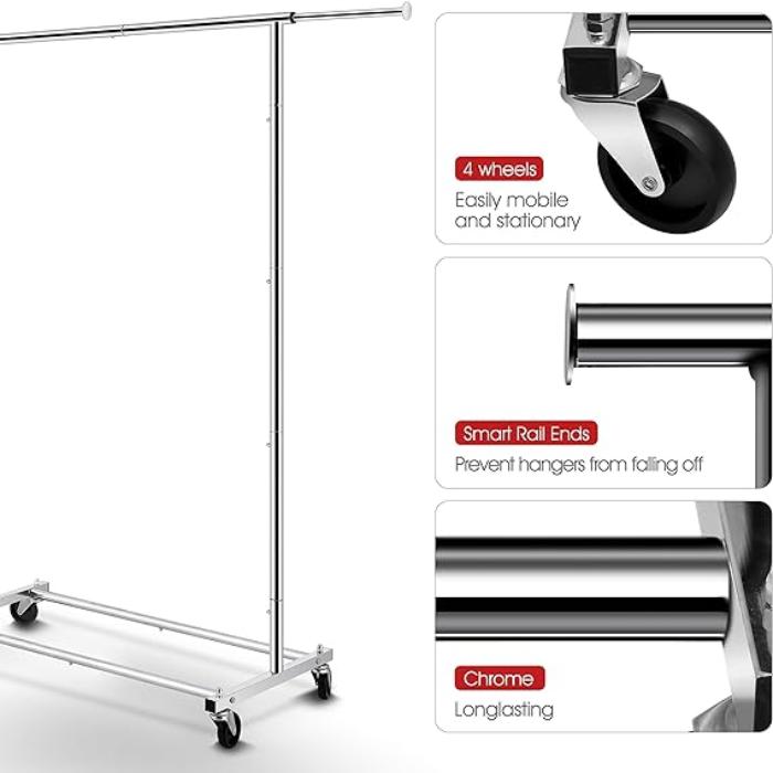 Simple Trending Standard Rod Perchero de ropa, organizador de ropa con ruedas