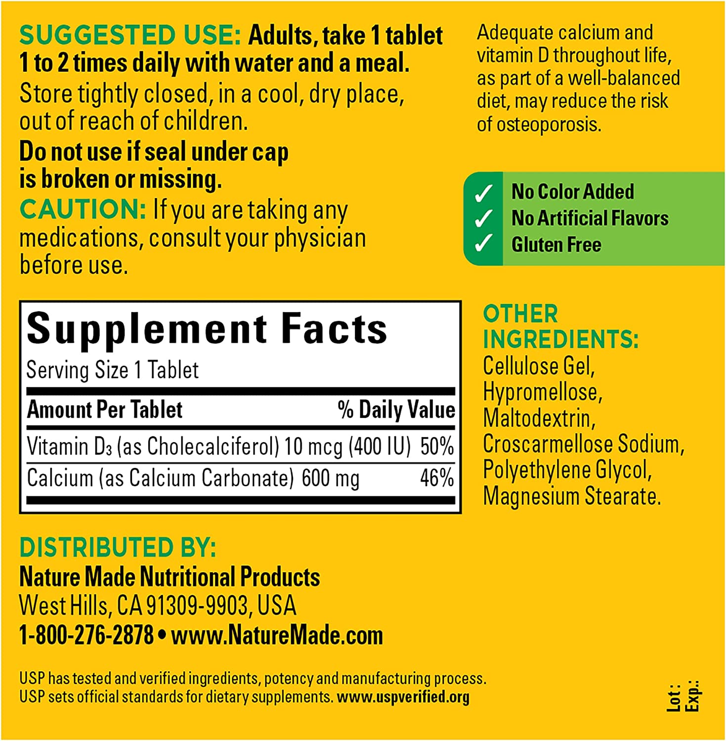 Nature Made - Calcium 600 mg with Vitamin D3 - 220 tab