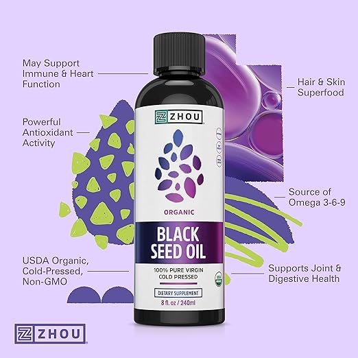 Certified Organic Black Seed Oil, 100% Virgin, Cold Pressed Omega 3-6-9