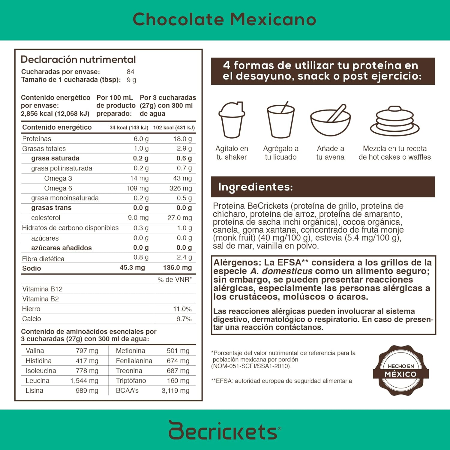 Becrickets Proteína de Grillo con Prebióticos