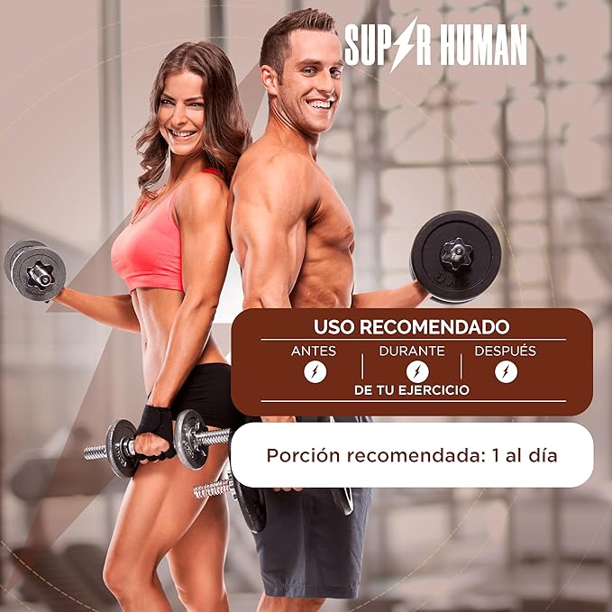SUPER HUMAN - Creatina Monohidratada PREMIUM + Beta Alanina 450g - Suplemento Alimenticio, Sabor Café