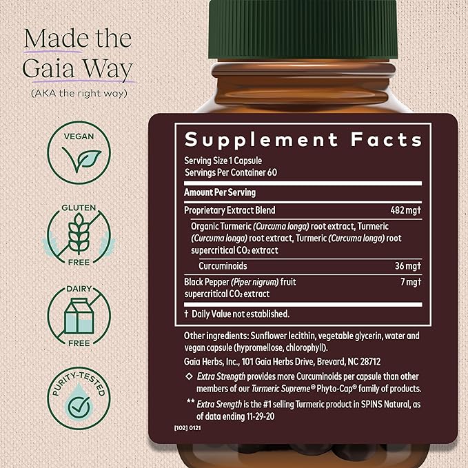 Gaia Herbs Turmeric Supreme - 60 Liquid Phyto-Capsules