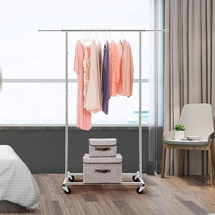 Simple Trending Standard Rod Perchero de ropa, organizador de ropa con ruedas