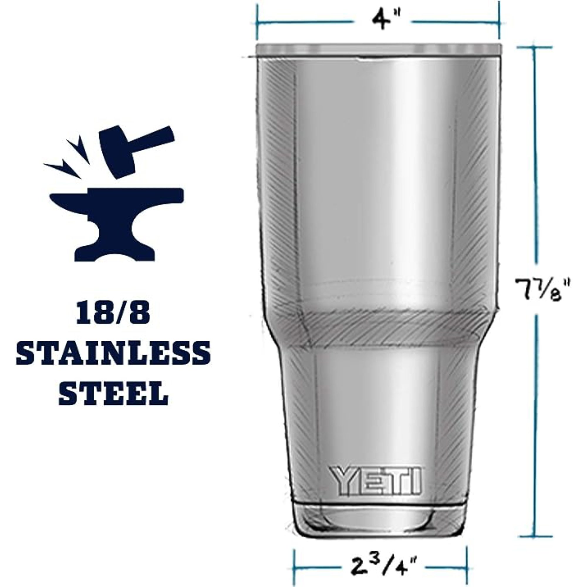 YETI Rambler - Vaso de 887 ml, de Acero Inoxidable, aislado al vacío con Tapa MagSlider - Negro