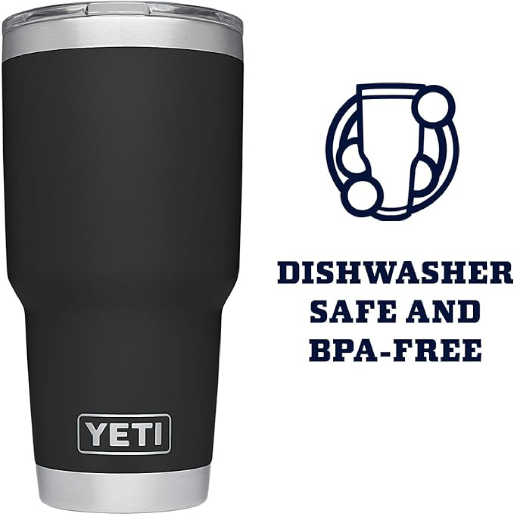 YETI Rambler - Vaso de 887 ml, de Acero Inoxidable, aislado al vacío con Tapa MagSlider - Negro
