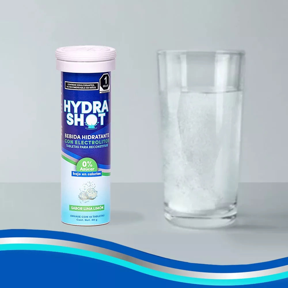Hydrashot Electrolitos En Tabletas Efervescentes - Lima-Limón - 10 Tab