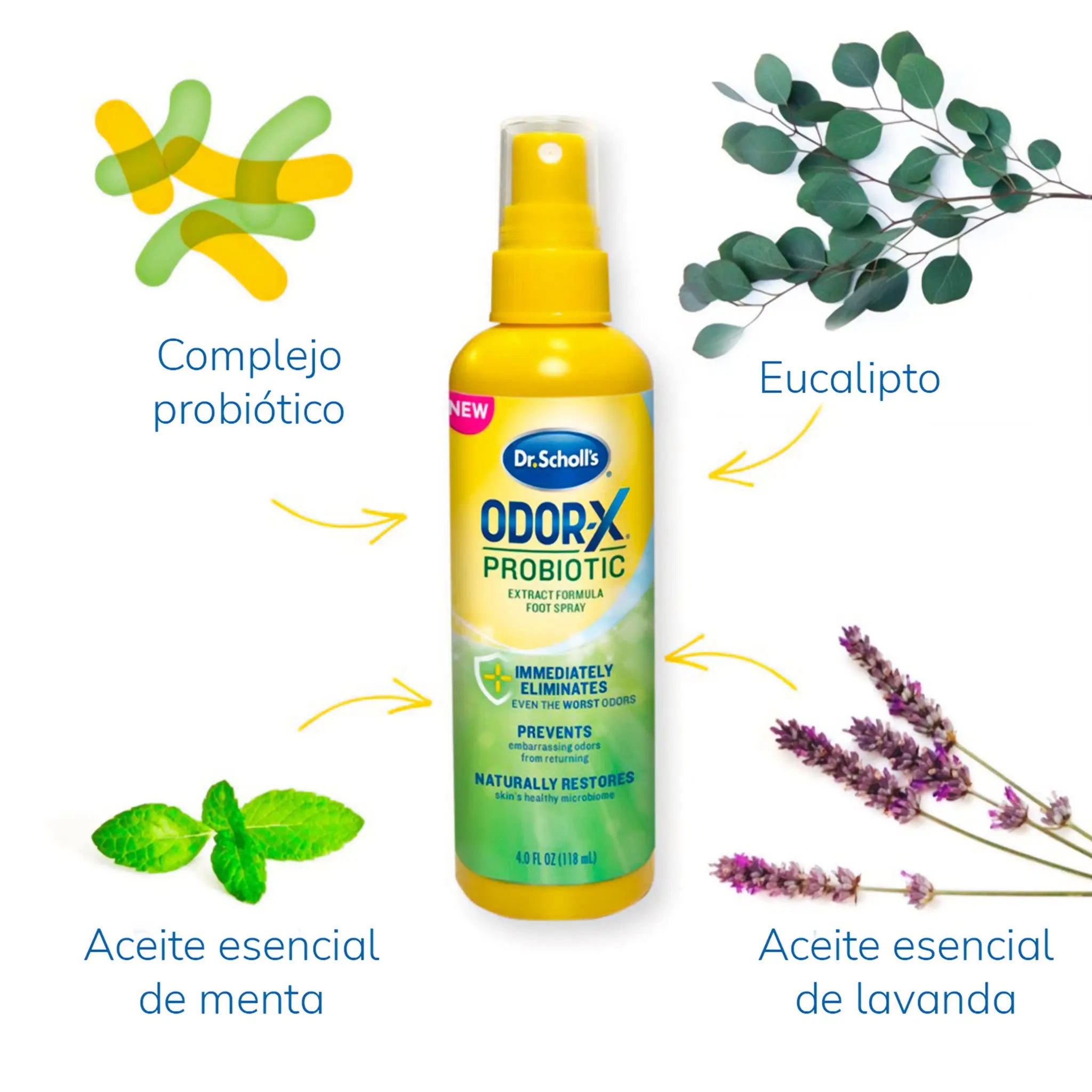 DR. SCHOLL’S Spray para pies ODOR-X® fórmula con extracto probiótico