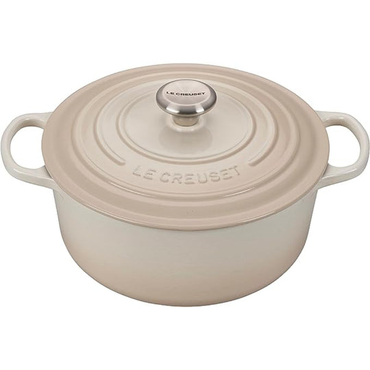 Le Creuset Horno holandés redondo de hierro fundido esmaltado, 5.5 cuartos de galón, merengue