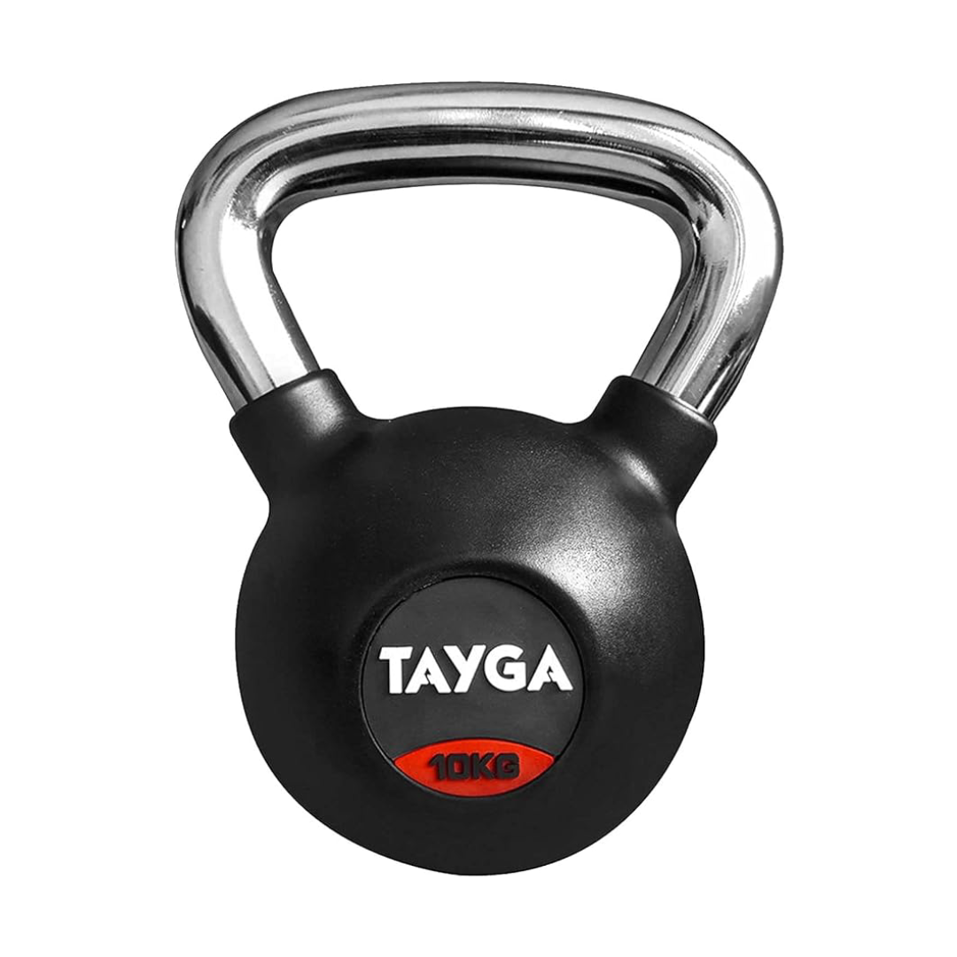 Tayga - Pesa Rusa con Rubber Kettlebell en 10KG con Mango Cromado