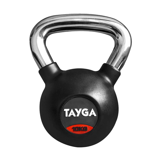 Tayga - Pesa Rusa con Rubber Kettlebell en 10KG con Mango Cromado