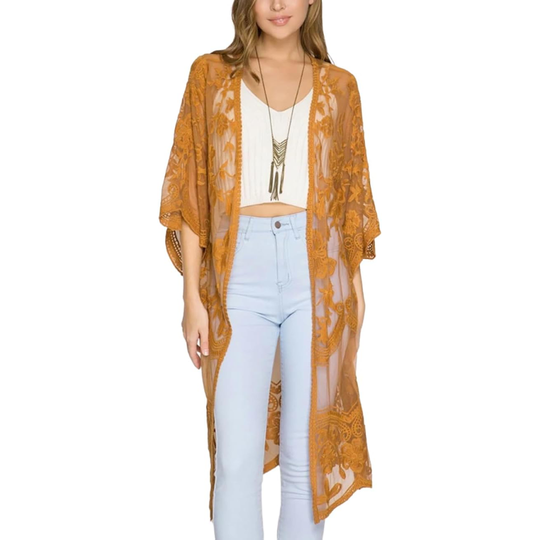 Bsubseach Mujer Kimono Cárdigan de Playa Traje de Baño Camisola y Pareos - A-Jengibre