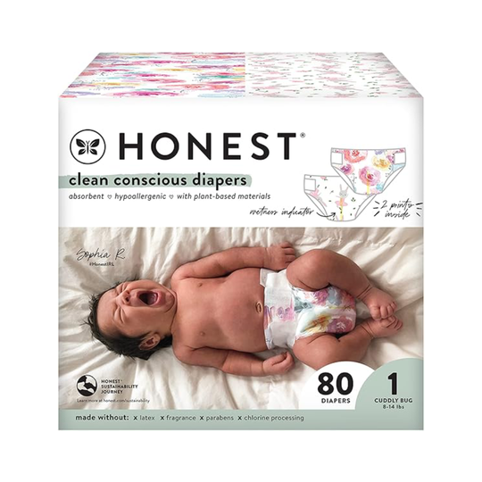 Honest Company - Pañales Club Box con tecnología TrueAbsorb, Talla 1 - 80 Pañales