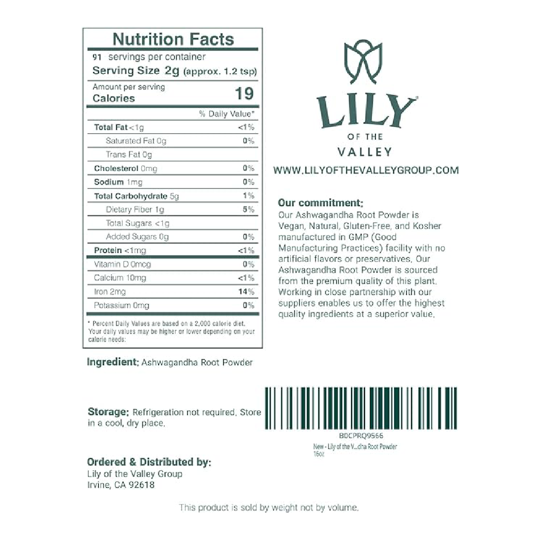 Lily of the Valley Ashwagandha Root Powder 16 oz