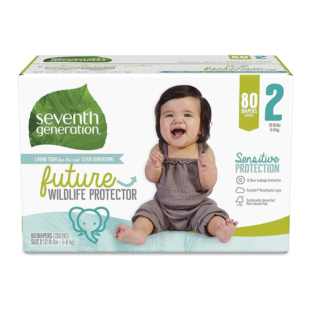 Seventh Generation - Baby Diapers Sensitive Protection, Talla 2 - 80 Pañales