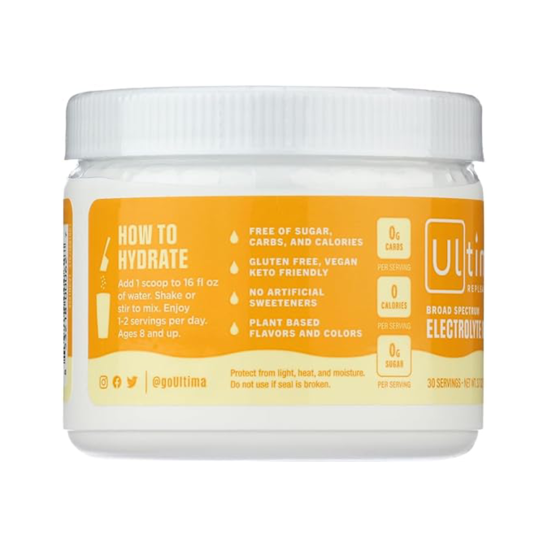 Ultima Replenisher Electrolyte Hydration Powder, Lemonade, 30 Serving Canister