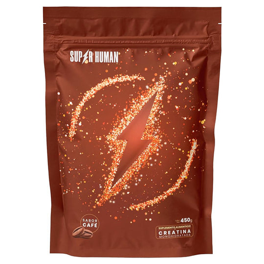 SUPER HUMAN - Creatina Monohidratada PREMIUM + Beta Alanina 450g - Suplemento Alimenticio, Sabor Café