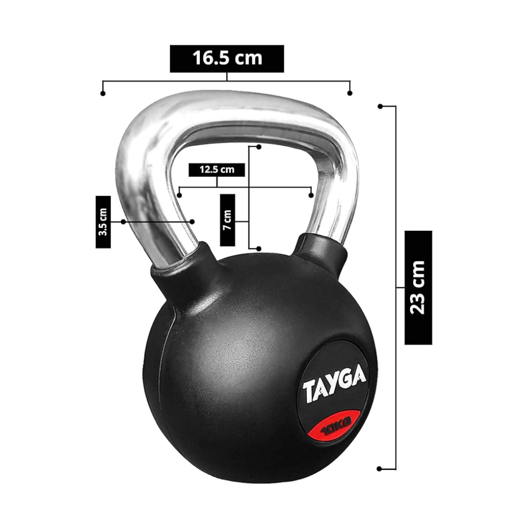 Tayga - Pesa Rusa con Rubber Kettlebell en 10KG con Mango Cromado