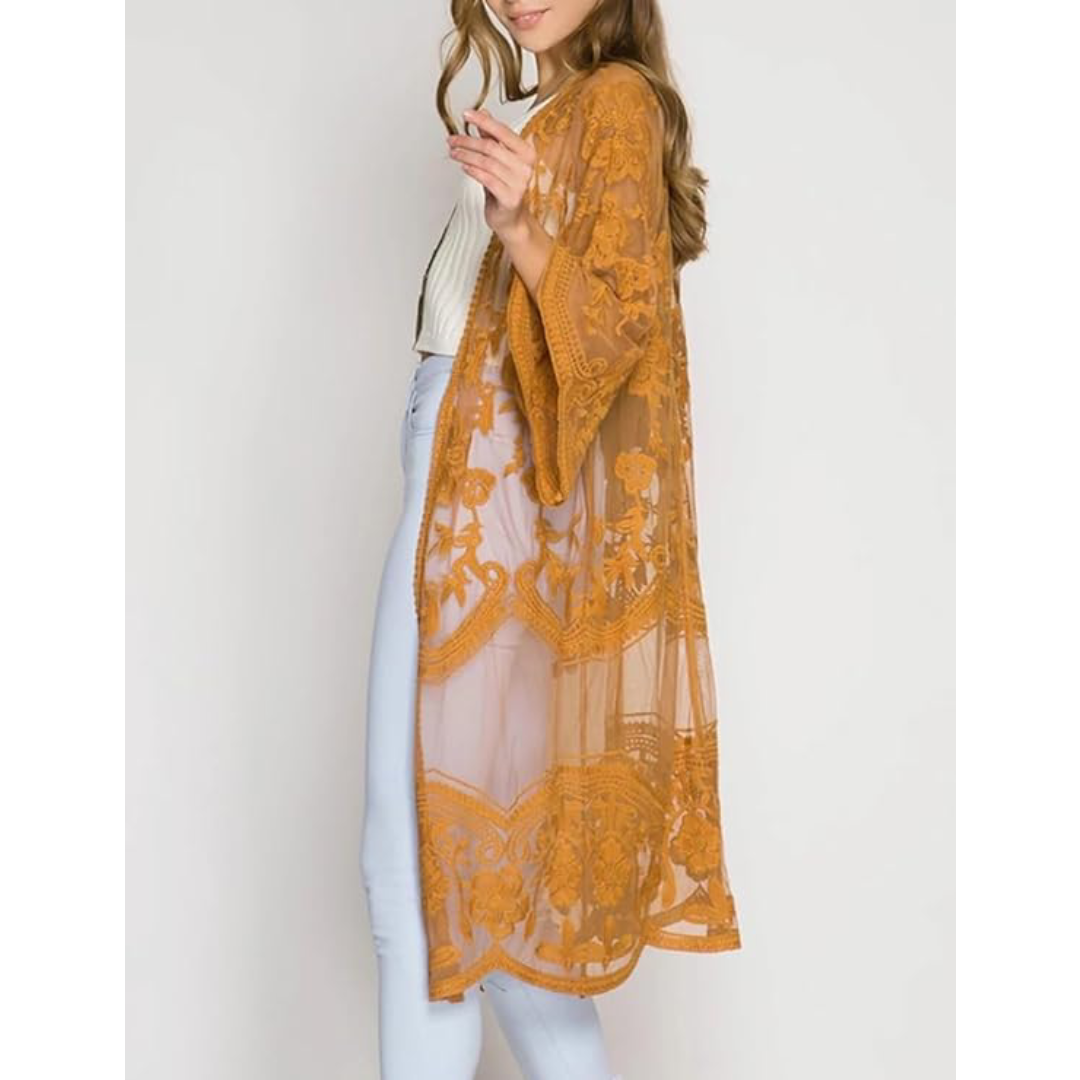 Bsubseach Mujer Kimono Cárdigan de Playa Traje de Baño Camisola y Pareos - A-Jengibre