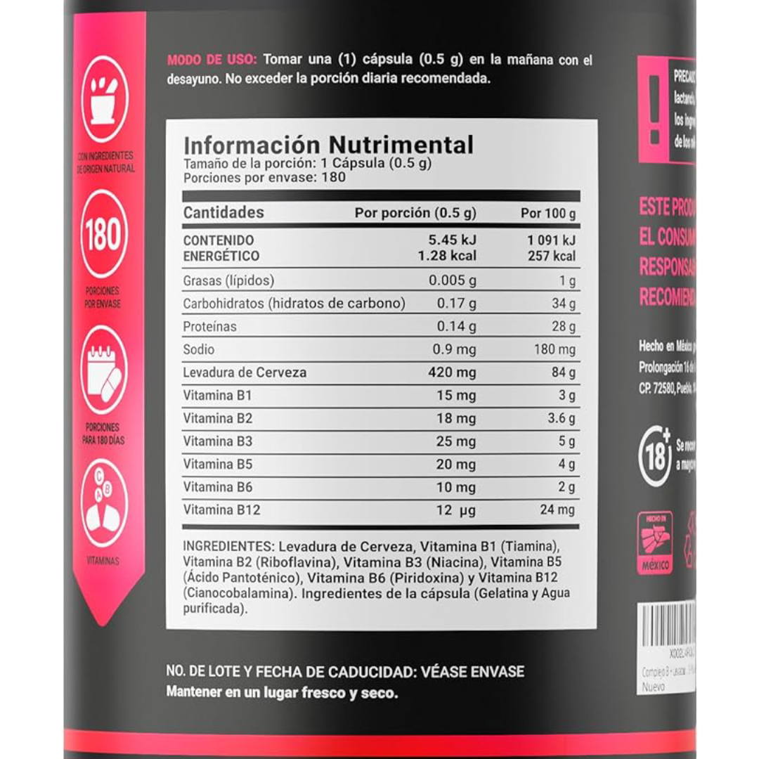 B Life - B Yeast Blend Complejo B - 180 cápsulas